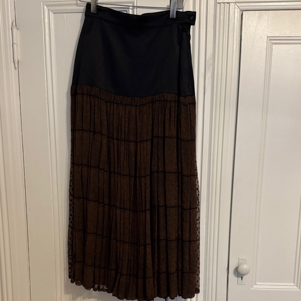 Vintage! Escada Black and Brown Midi Skirt